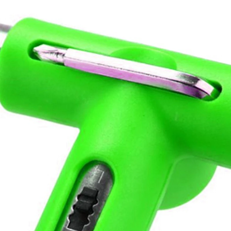 Skateboard Tool Roller Skate Scooter regolazione T-Wrench Long Board Fish Board strumenti di riparazione accessori chiave frontale tipo L verde