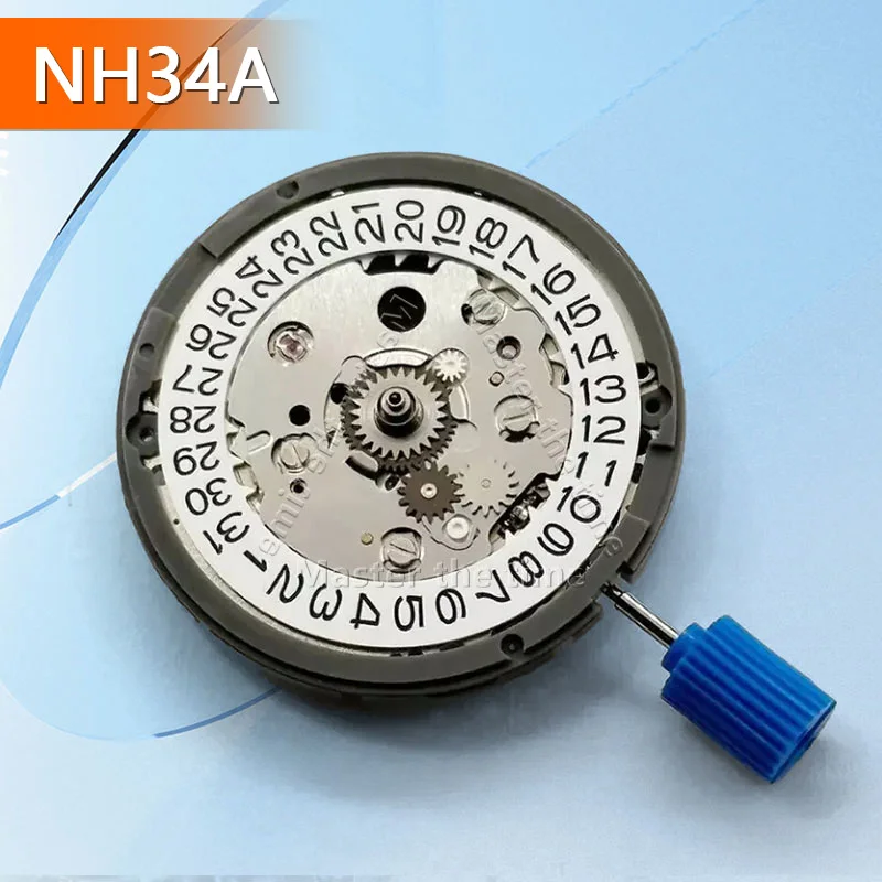 White Calendar 24 Jewels High Accuracy NH34 Mechanical Movement Winding NH34 Automatic Self-winding Stem Set