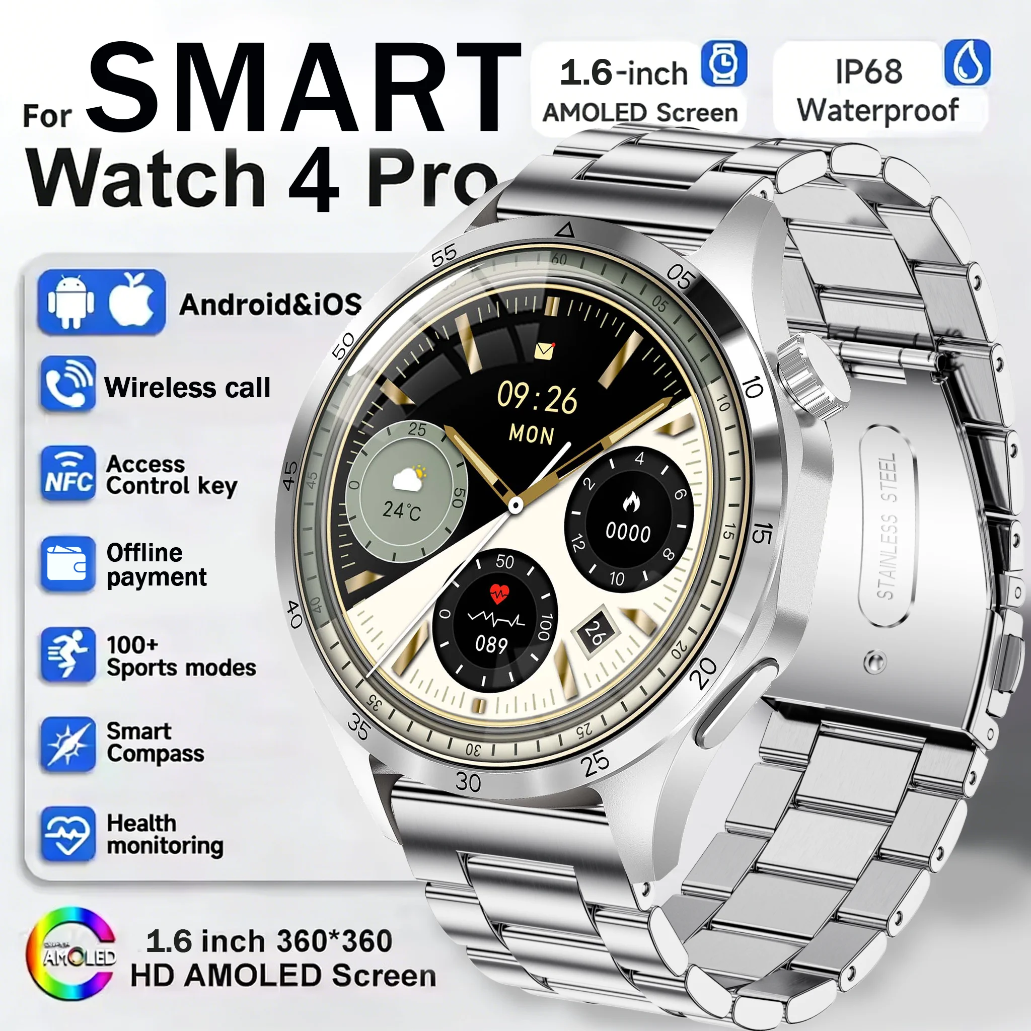 

НОВЫЕ многофункциональные умные часы с AMOLED HD-экраном 1,53 дюйма, компасом, более 100 спортивными режимами, беспроводными звонками, NFC, мониторингом сердечного ритма и сна