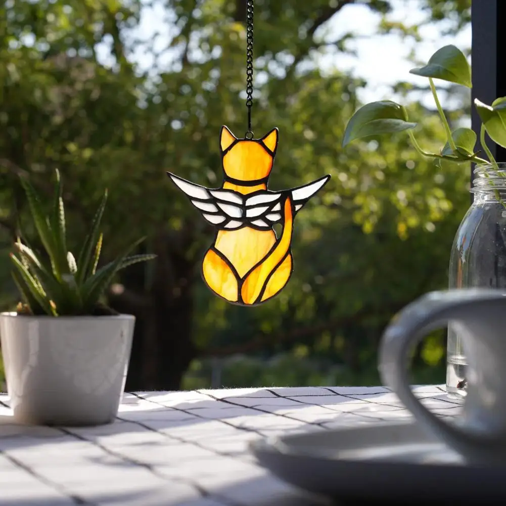 

Angel Cat Ornament Attractive Creative Shape Burr Free Acrylic Angel Cat Pendant Hanging Ornament Car Accessories
