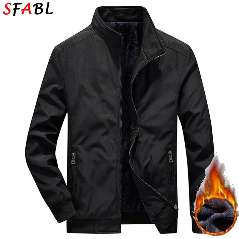 Thick Warm Men's Winter Jacket 2024 New Autumn Winter Fleece Men's Business Jacket Parka Classic Casual Men's Winter Coat Black