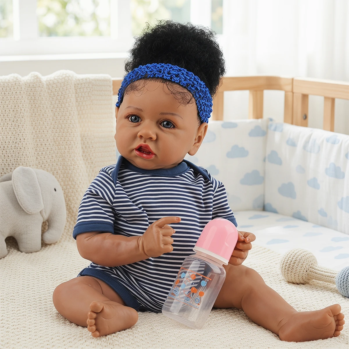 Poupée Reborn Silicone Vinyle Complet Corps Réaliste Nouveau-Né Fille Poupon 50 CM Câlin Enfant Réel Bébé Taille Cheveux Enracinés Doux Souriant Reborn Fille