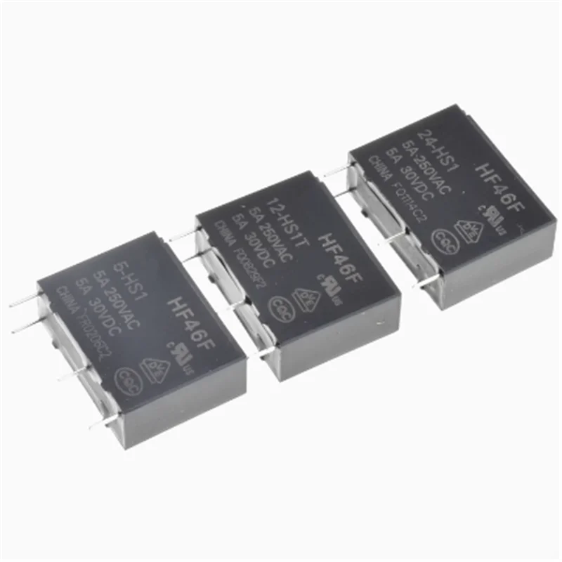 2PCS 5A 4Pin HF46F-5-HS1 HF46F-12-HS1 HF46F-24-HS1 Power Relay A Normally Open 5 V 12 V 24 V DC 5A 250VAC Relays