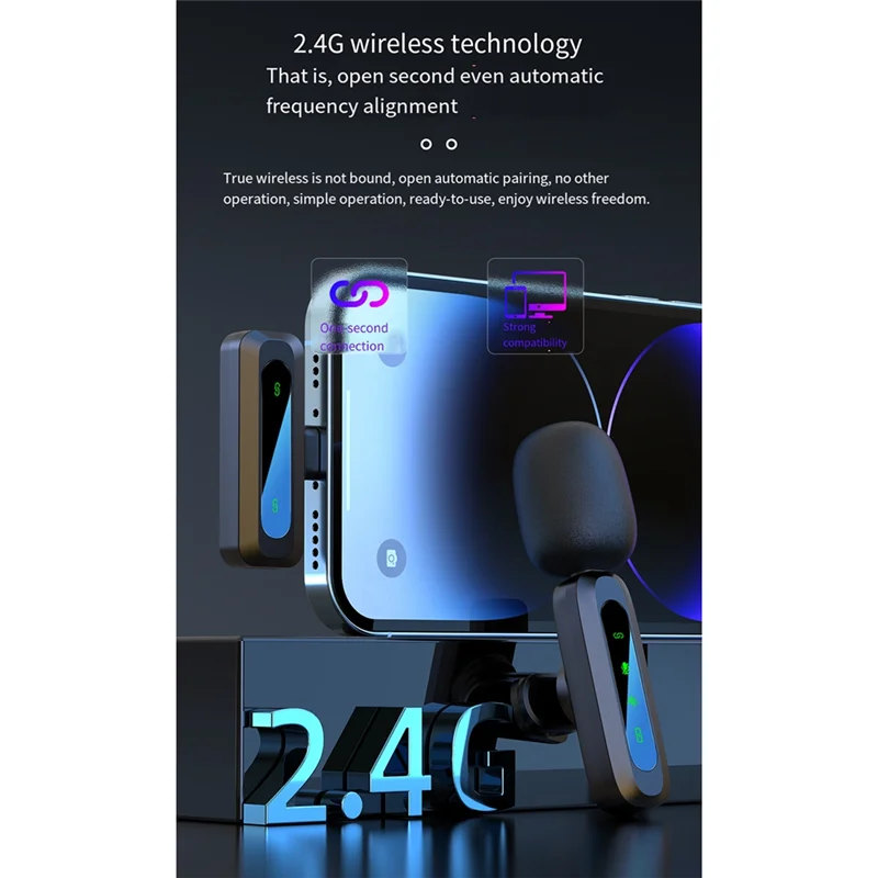 Lavalier Wireless Microphone, Portable Audio Recording Noise Reduction Microphone, For Mobile Phones/Computers/Tablets Durable-A