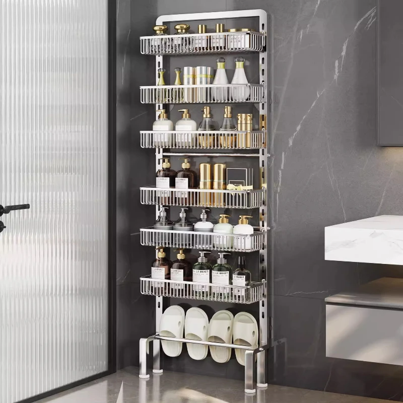 

Behind Door Storage Rack Ultra Thin Multi-Tier Kitchen Organizer Space Saving Toilet Shelf for Bathroom Rustproof Storage Rack
