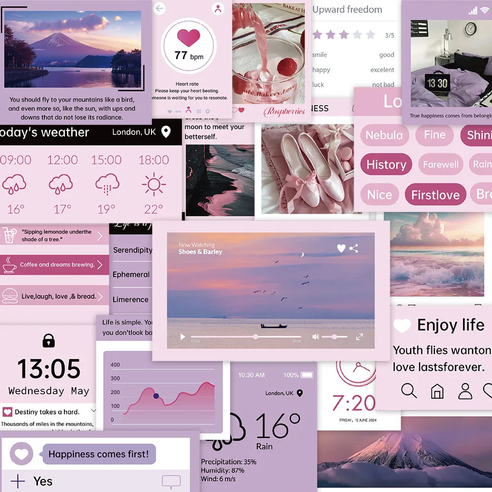 

30PCS Purple Fashion Fun Today Sharing Prints Sticker Landscape Gift Wall Room Bar Decor Cafe Laptop Luggage Skateboard Stickers