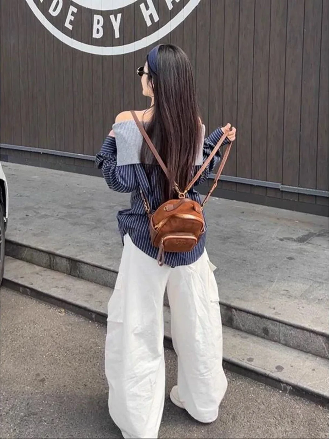 Superbe rayé irt une épaule Design belle début d'automne Aosphère sentiment vêtements grande taille femmes Faion