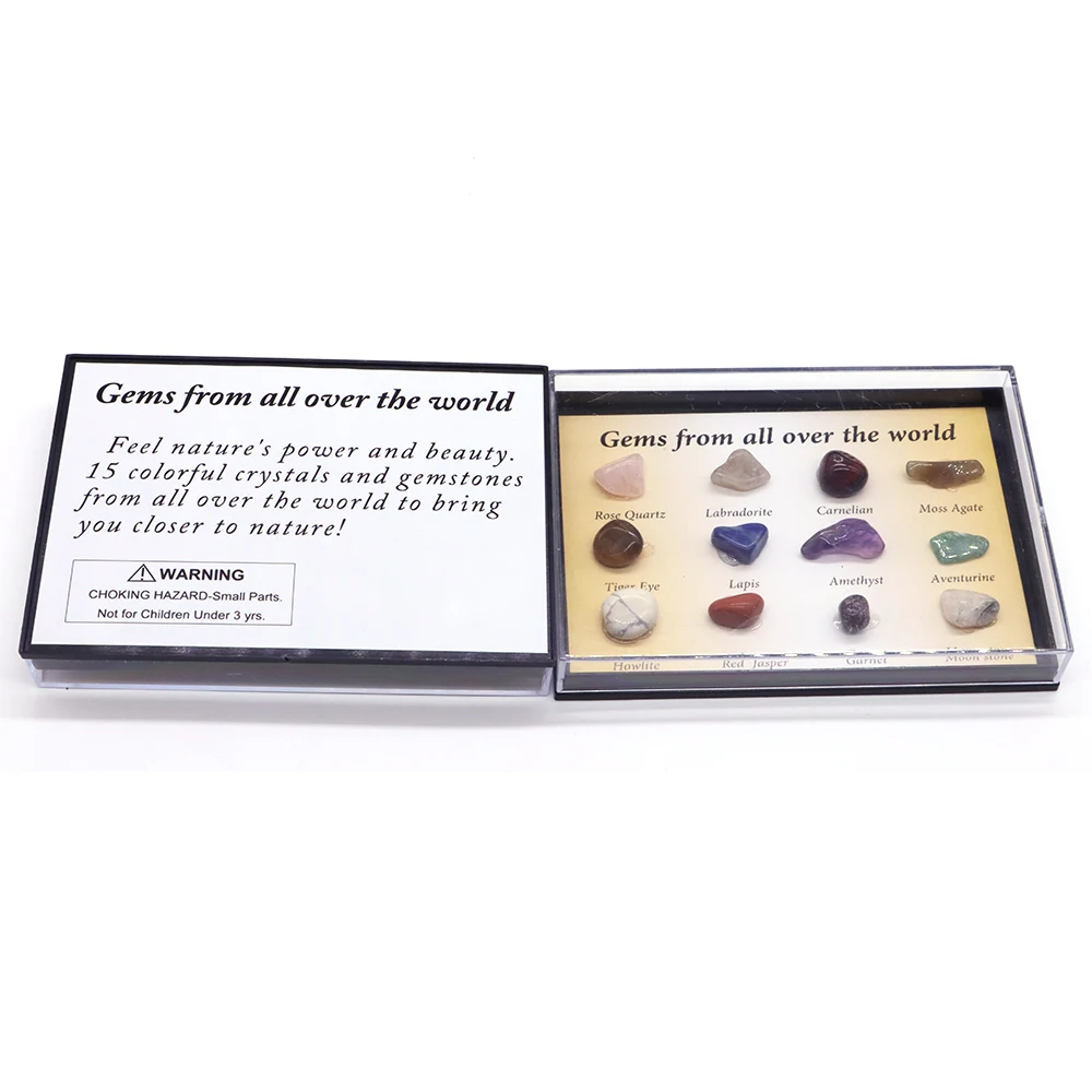 12/15/24pcs Rock Gemstones Collection Box  Amethyst Ore Healing Quartz Crystals DIY Rough Stone Collect Natural Mineral Specimen