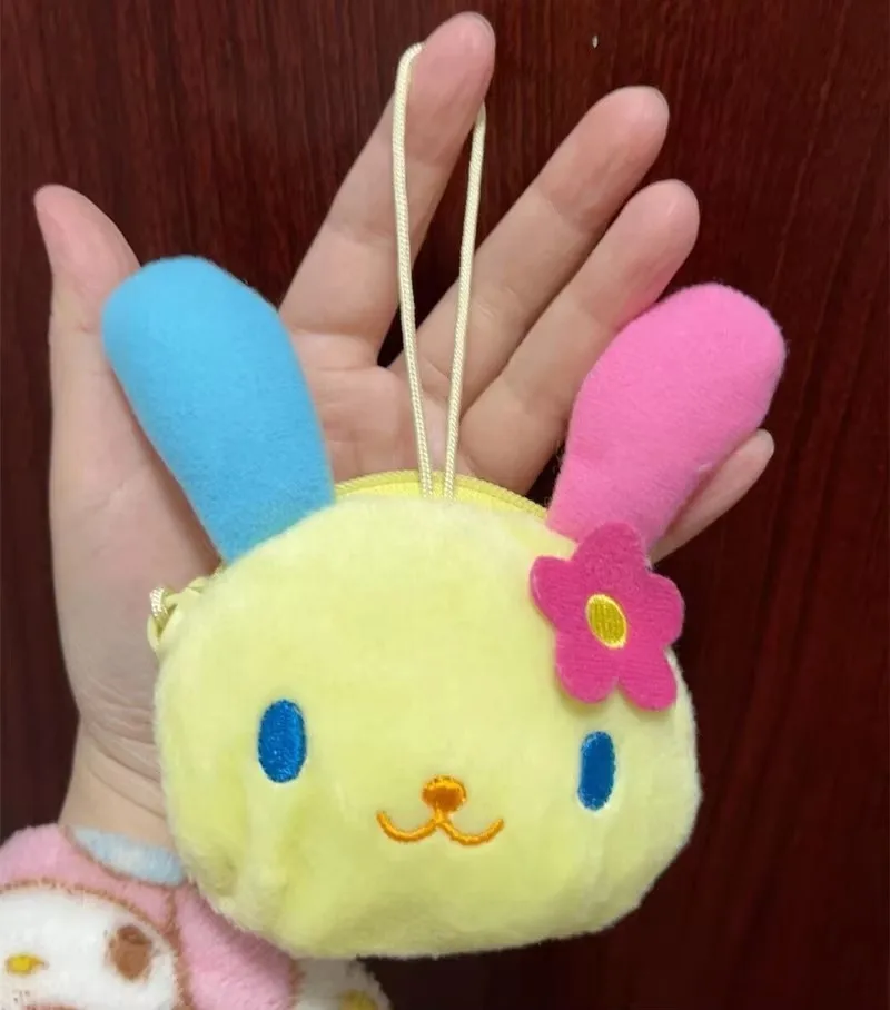 Cute Usahana Plush Coin Purse Wallet for Girls Kawaii Women Bag Keychains Bunny Head Face Mini Coin Pouch Storage Organizer Bag