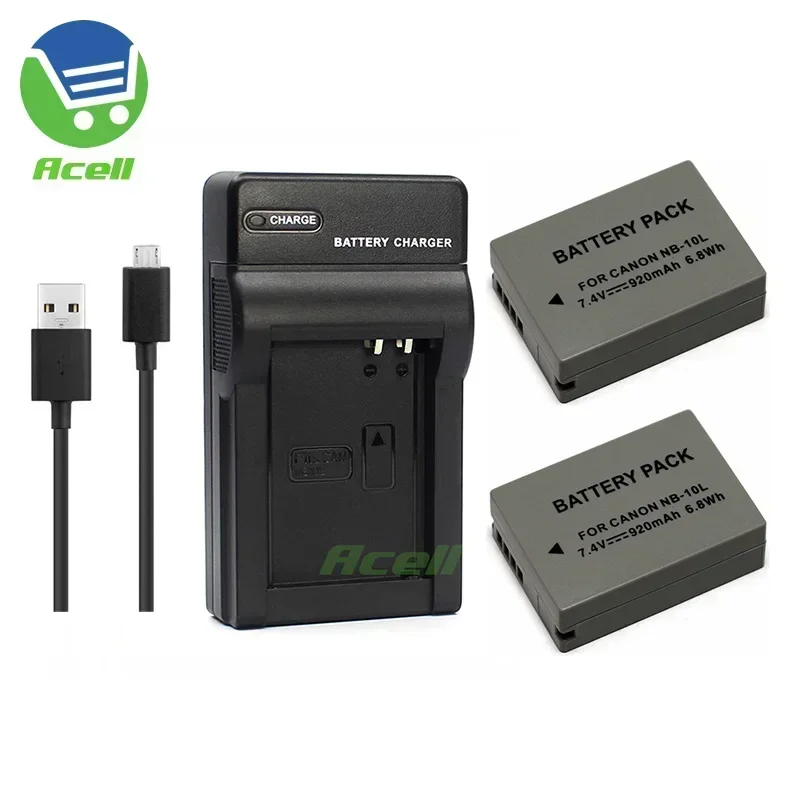 USB Charger or NB-10L 920mAh Replace Battery for Canon PowerShot SX40 HS SX50 HS SX60 HS G15 G16 G1X G3X Digital Camera