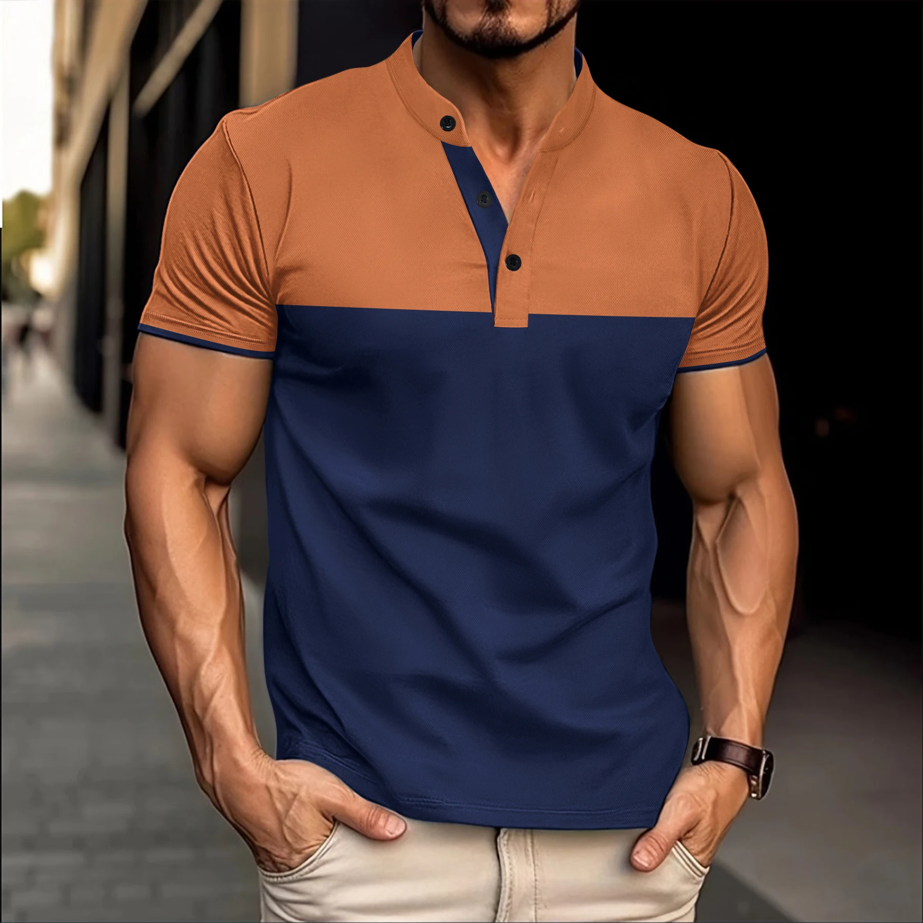 Summer\'s Best-Selling Fashionable Men\'s Henry Shirt, Men\'s T-Shirt, Casual And Comfortable Men\'s Wear, The Perfect Gift For Men.