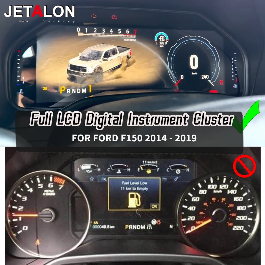 

12.3inch LCD Digital Dashboard Cluster For Ford F150 2014-2020 Speedometer Virtual Instrument Panel Cockpit Meter Linux System