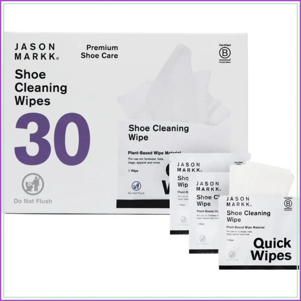 30-Pack Plant-Based Shoe Wipes, Quick Clean for Sneakers, Leather, Rubber & More