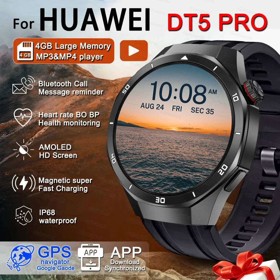 

2025New Watch DT5 Ultra Smart Watch 4GB Memory Local Music Video playback TWS Earphones Fitness Tracker Health GPS Smartwatches