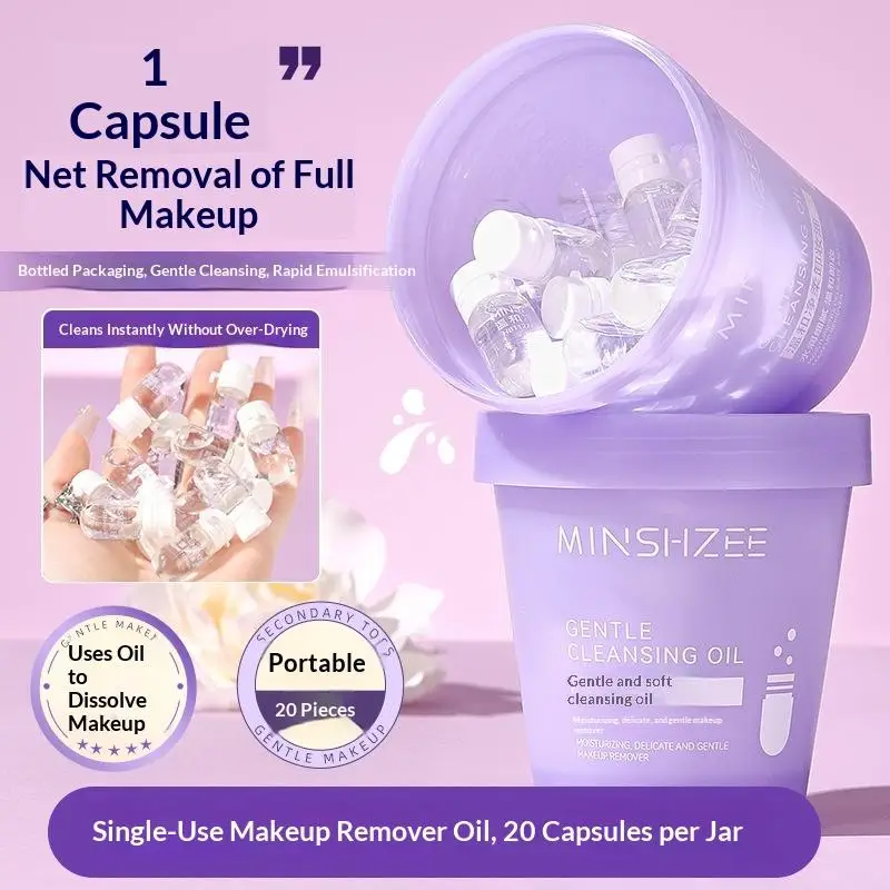 20Pcs Portable Single-Use Cleansing Oil Travel Makeup Remover Gentle Deep Pore Cleansing Non-Irritating Mild Oil for Face