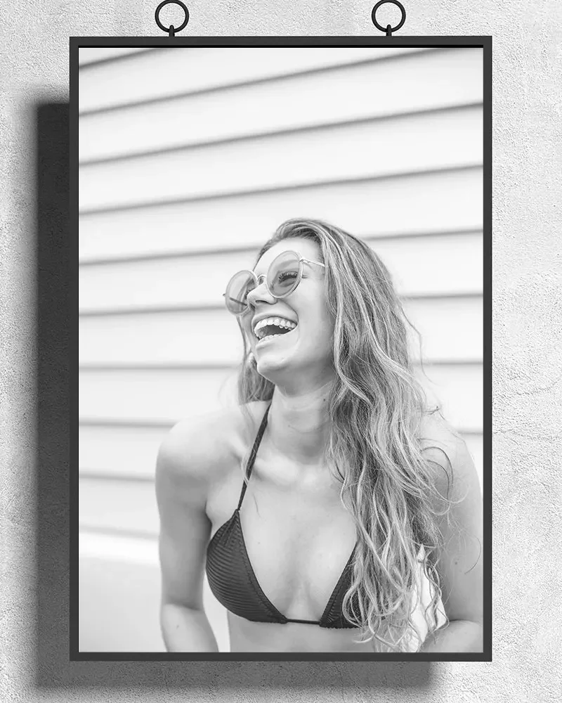 R0349 Black and White Swimsuit Blonde Girl Sexy Beautiful Girl Model Wall Sticker Silk Poster Art Home Decoration