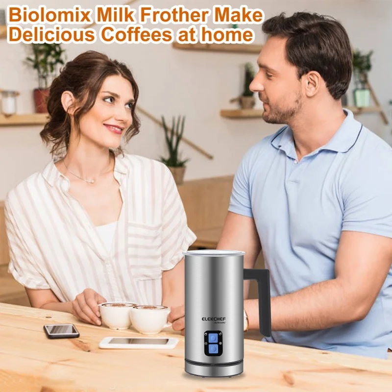 Milk Heating Bubbler Stainless Steel Milk Frother Frothing Foamer Hot And Cold Automatic Electric Coffee Foam Maker