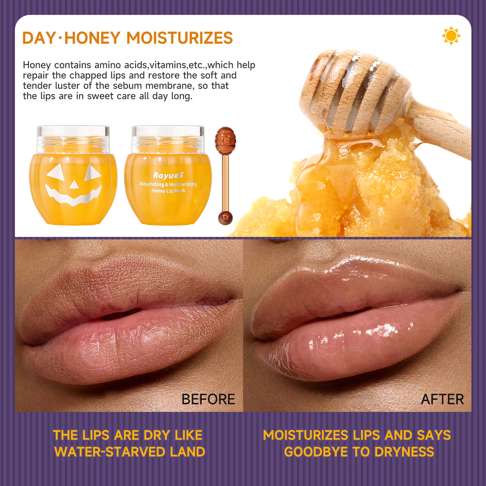 Cute Little Pumpkins Lip Sleeping Mask Set Hydrating Moisture Nourishing Wrinkle Smoothing Dryness Lip Mask Brightening Lip Balm