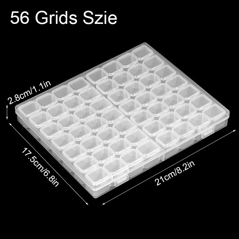 28/56 Grids Plastic Beads Storage Box, Clear Storage Container For Diamond Painting Beads Jewelry Nail Art DIY Accessories