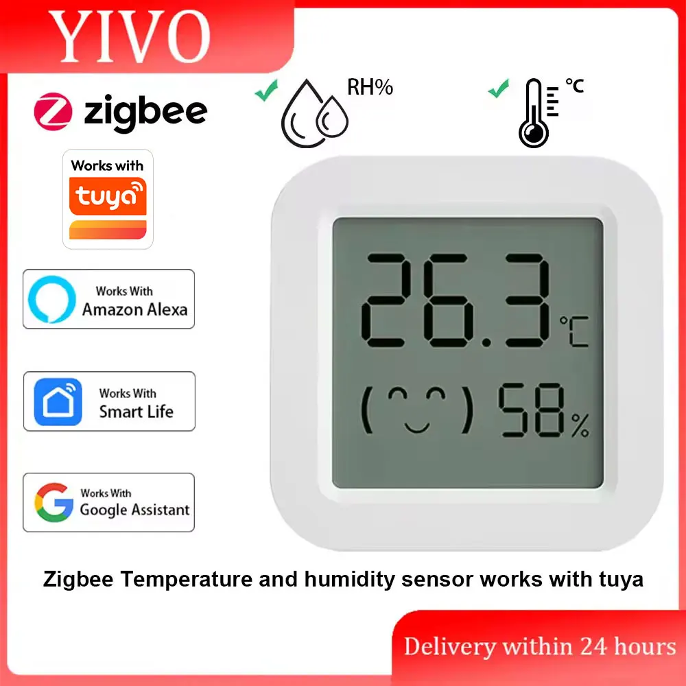 Smart Zigbee Thermometer Home Indoor Temperature And Humidity Sensor With LCD Display APP Voice Control Alexa Google for Tuya
