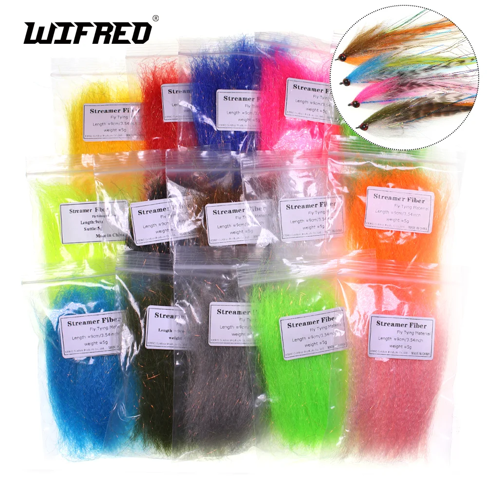 Wifreo 1pack Flash Streamer Fiber Synthetic Crimped Slinky Fiber Fly Tying Material for Minnow Streamer Jig Flies Trout Lures