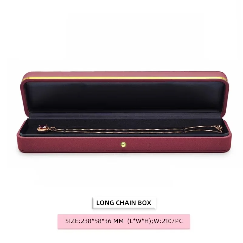 

UOGE Light Роскошная бордовая шкатулка для драгоценностей из искусственной кожи-органайзер для ожерелья и колец для упаковки обручальных колец