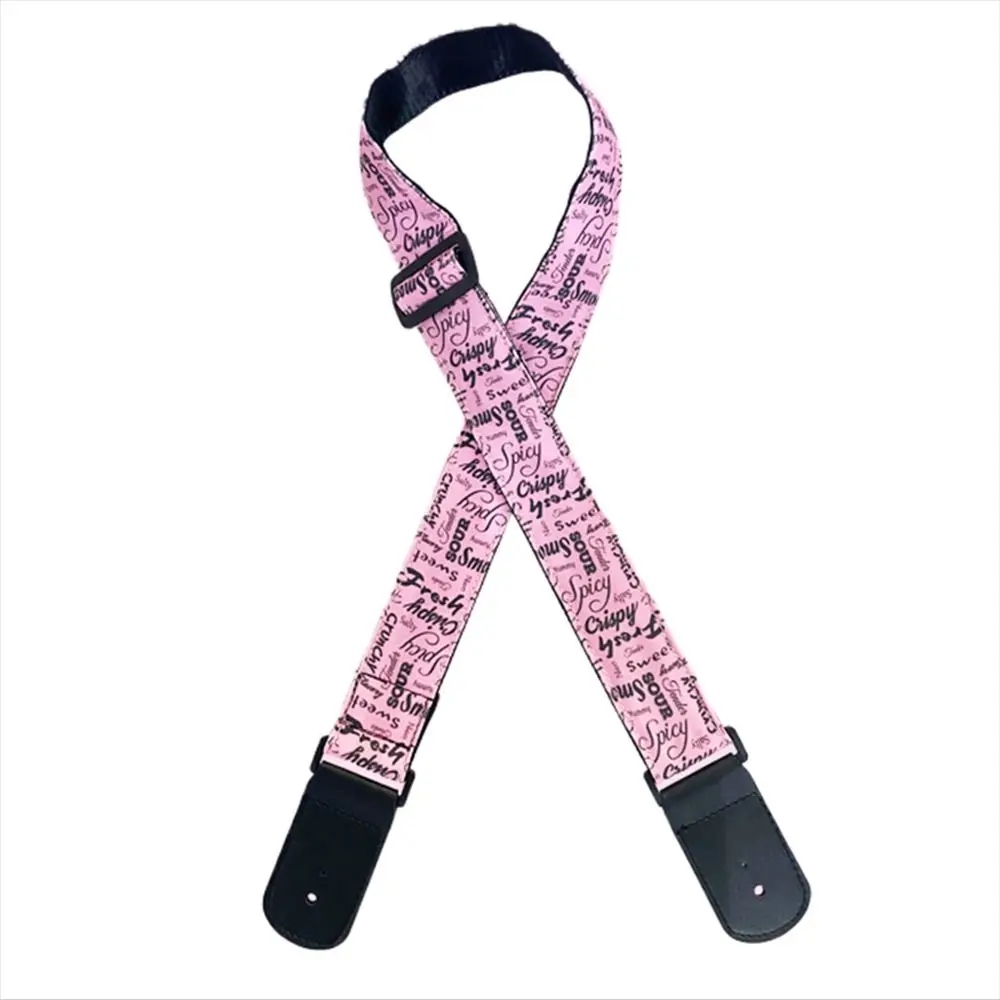 Cute Cartoon Guitar Strap Adjustable Colorful Printed Electric Guitar Belt Music Hobby Thick Acoustic Guitar Strap