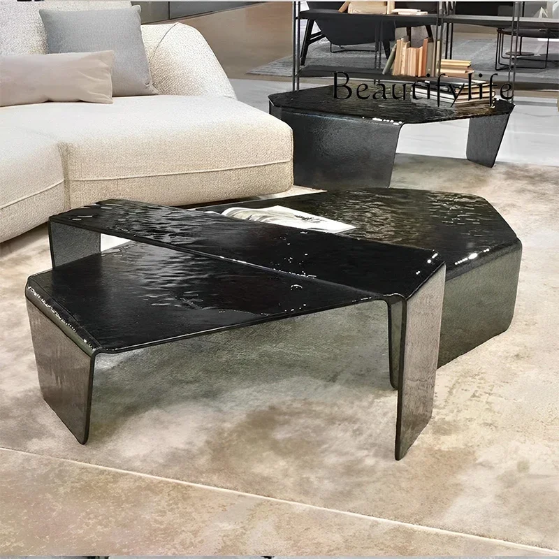 N44 Designer creative water ripple coffee table modern simple villa living room personality special-shaped combination high-end