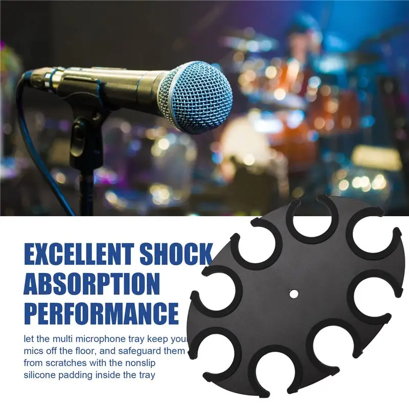 T23C Microphone Holder, Multi Mic Holder For Wired And Wireless Mics, Multiple Microphone Organizer And Display For Mic Stand