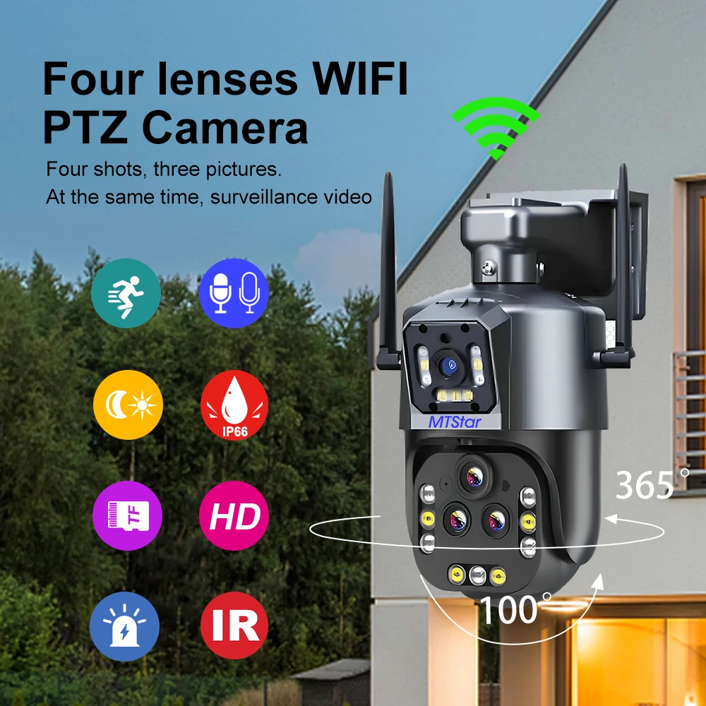 MTStar Super Wide-angle HD 16 Megapixel 20x Zoom Four Lens Three Screen WIFI PTZ Camera