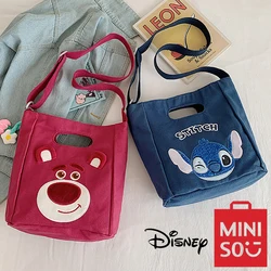 MINISO Disney Cartoon śliczny truskawkowy miś torba Crossbody o dużej pojemności modna torebka na co dzień torba na ramię ze ściegiem