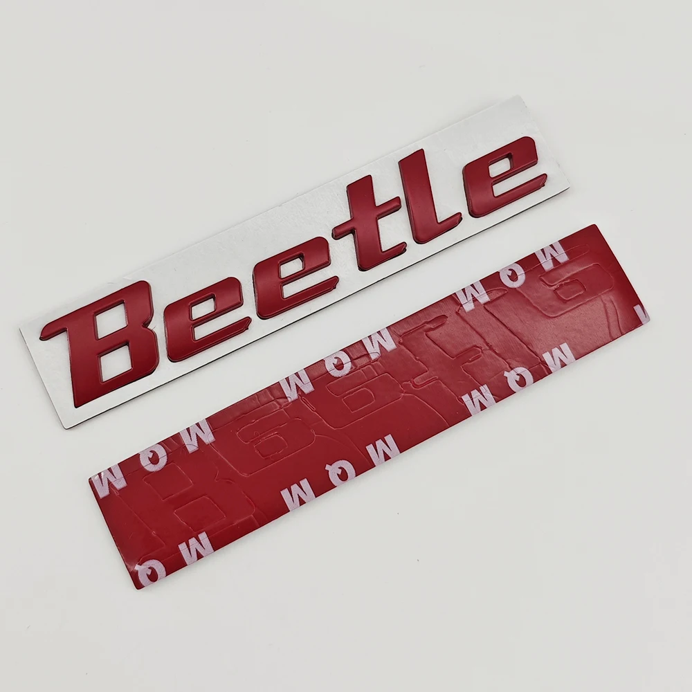 3D Metal Car Sticker Chrome Red Black Letters Logo Nameplate Beetle Emblem Rear Trunk Fender Badge For VW 1998 2005 Accessories
