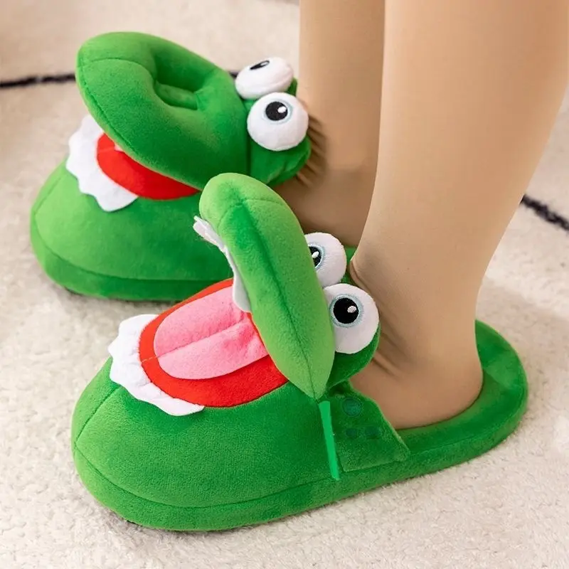 

Wholesale Cartoon Crocodile Cotton Slippers Moving Funny Walking with Open Mouth and Dancing Warm Comfortable Gift Kids Girl Boy