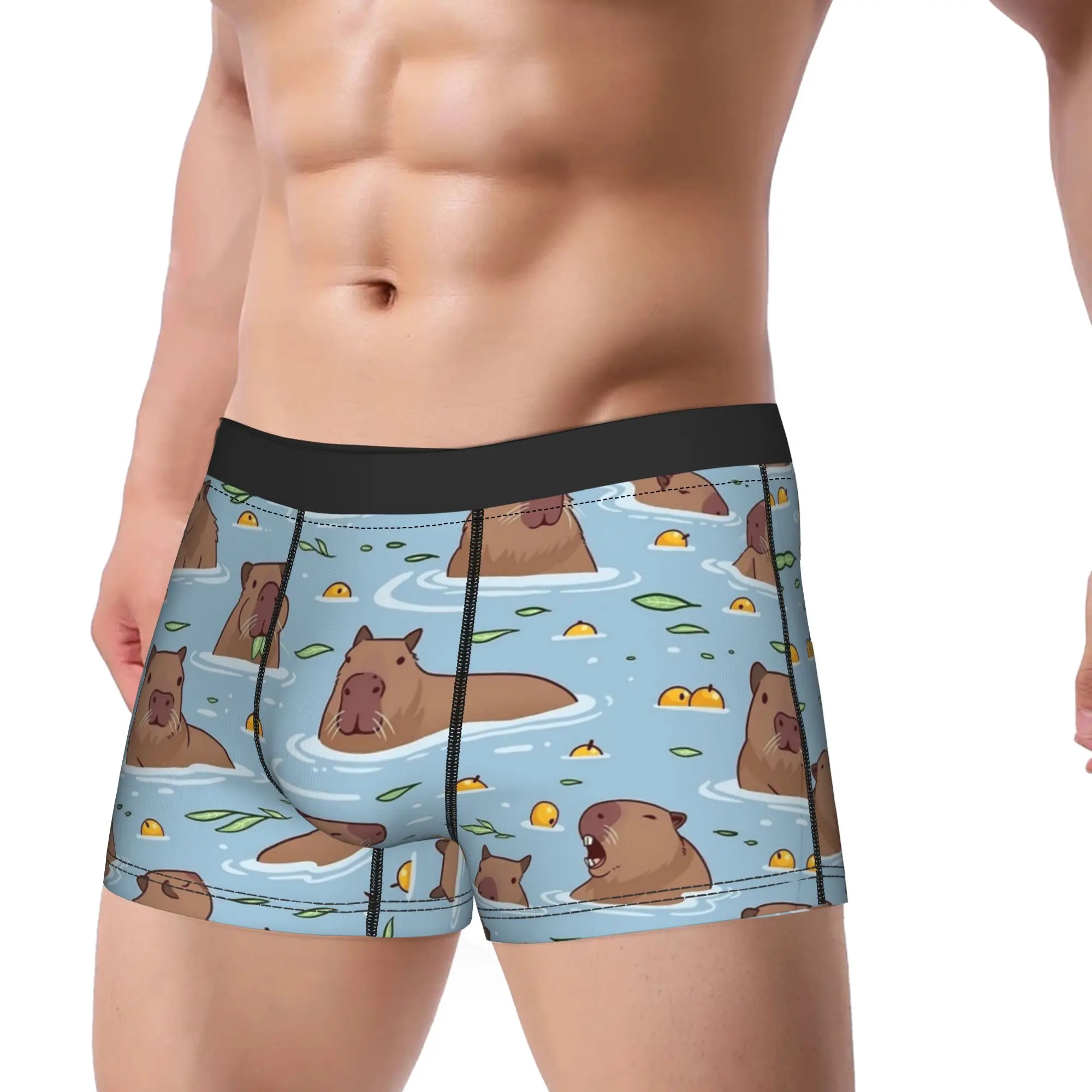 Bathing Capybara Pattern Boxer Brief  Underwear Hot Sale Men Sexy Soft Boxer Shorts Print Large Size Underpants