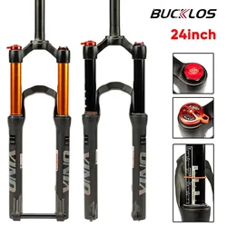 BUCKLOS Suspension Bike Fork 24 Inch 120mm Travel MTB Bicycle Air Fork Disc Brake Bicycle Fork Quick Release/Thru Axle Bike Part