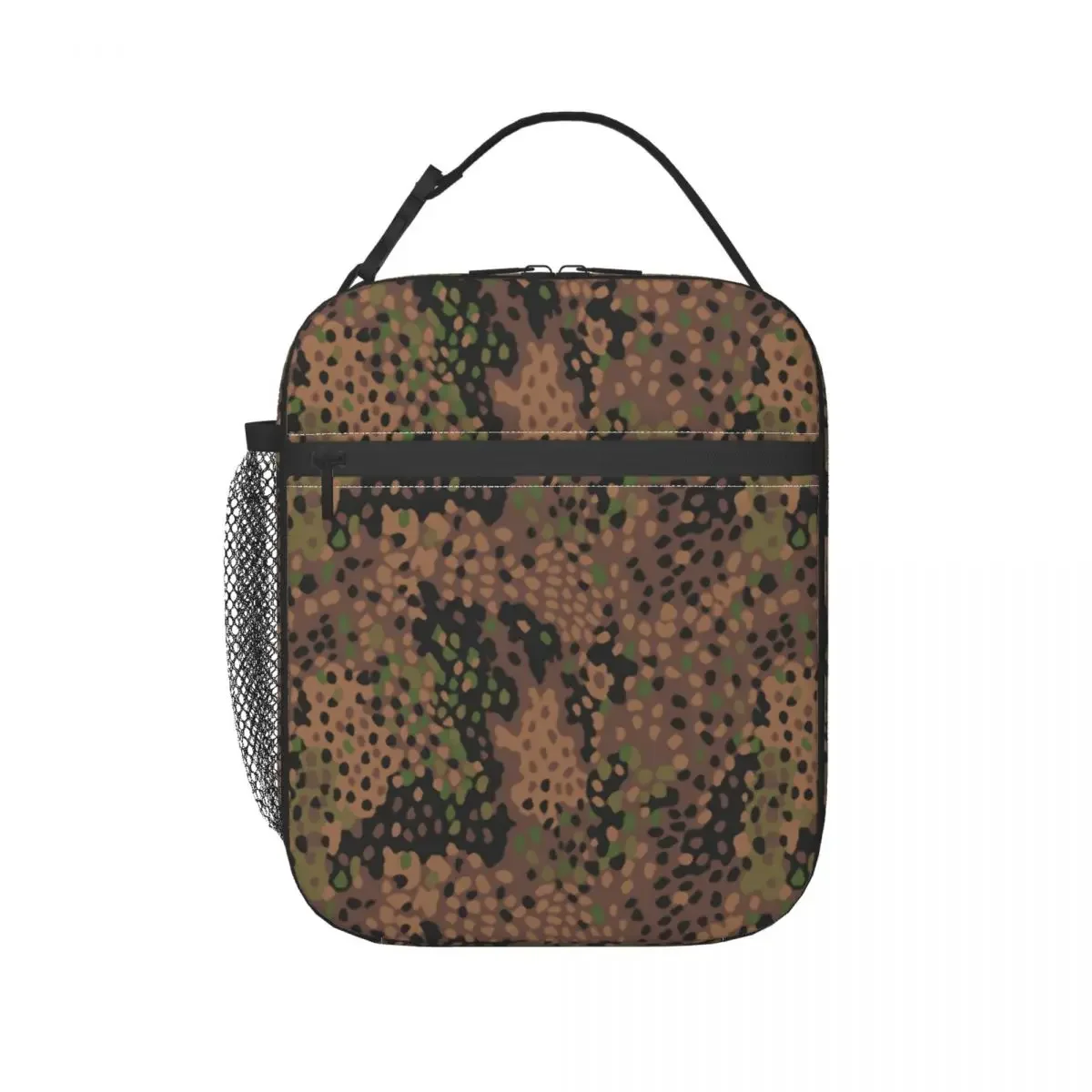 Pea Dot Military Camo Insulated Lunch Tote Bag Army Tactical Camouflage Resuable Thermal Cooler Bento Box Work School Travel