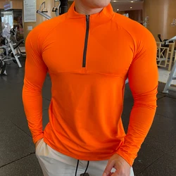 New Winter Long Sleeve sweatshirts Men Running Fitness Tshirt elastic Quick Dry Sports Bodybuilding Gym outdoor Training Shirts
