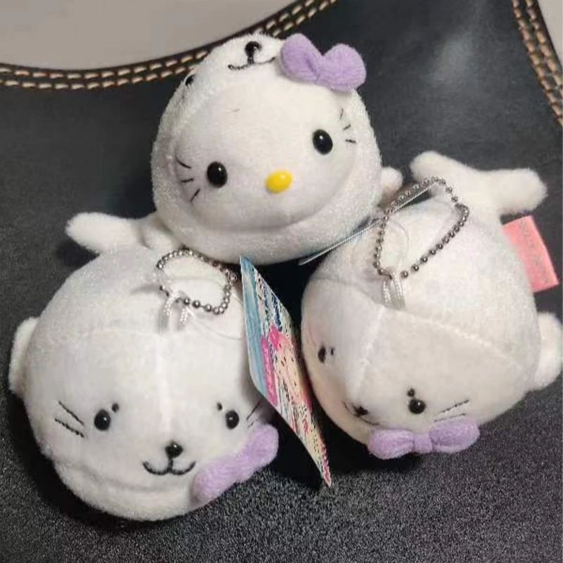 

New Sanrios Hellokittys Seal Plush Doll Keychain Pendant Japanese Kitty Lion Plush Aquarium Mini Seal Bag Pendant Gift Toys