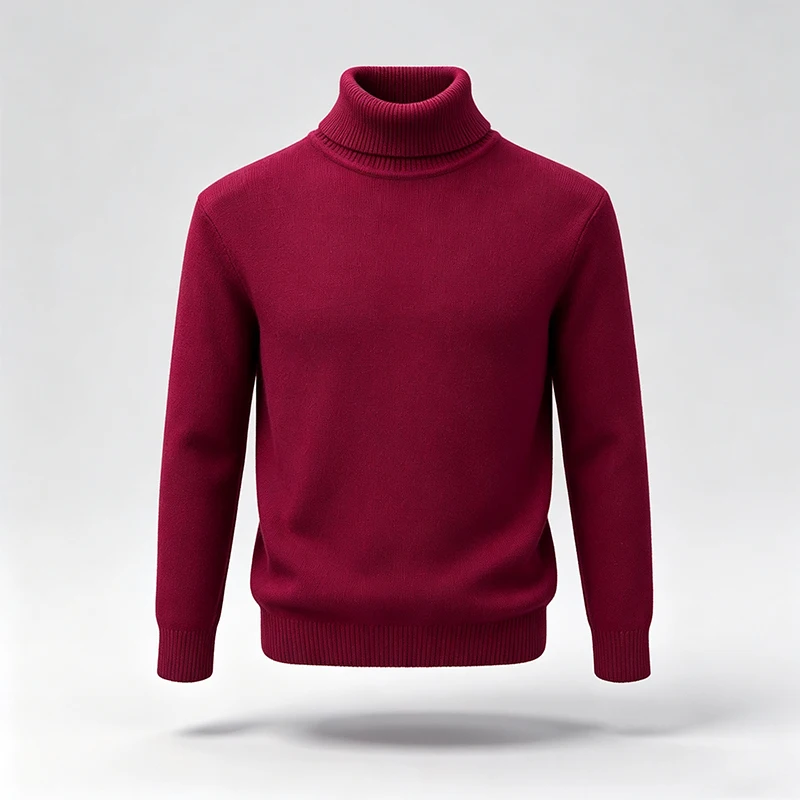 Herren-Strickpullover mit Rollkragen, langen Ärmeln und geripptem Saum und Bündchen, ideal für den urbanen Alltag, den Stadtpendelverkehr, die Freizeit und die kalte Jahreszeit. – Detail 9