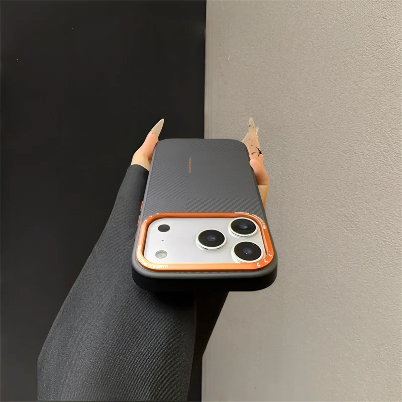 Carbon Fiber Texture Magnetic Matte Cases For iPhone 17 16 15 Pro Max Magnets Charging Luxury Camera Lens Protective Phone Cover - view 5