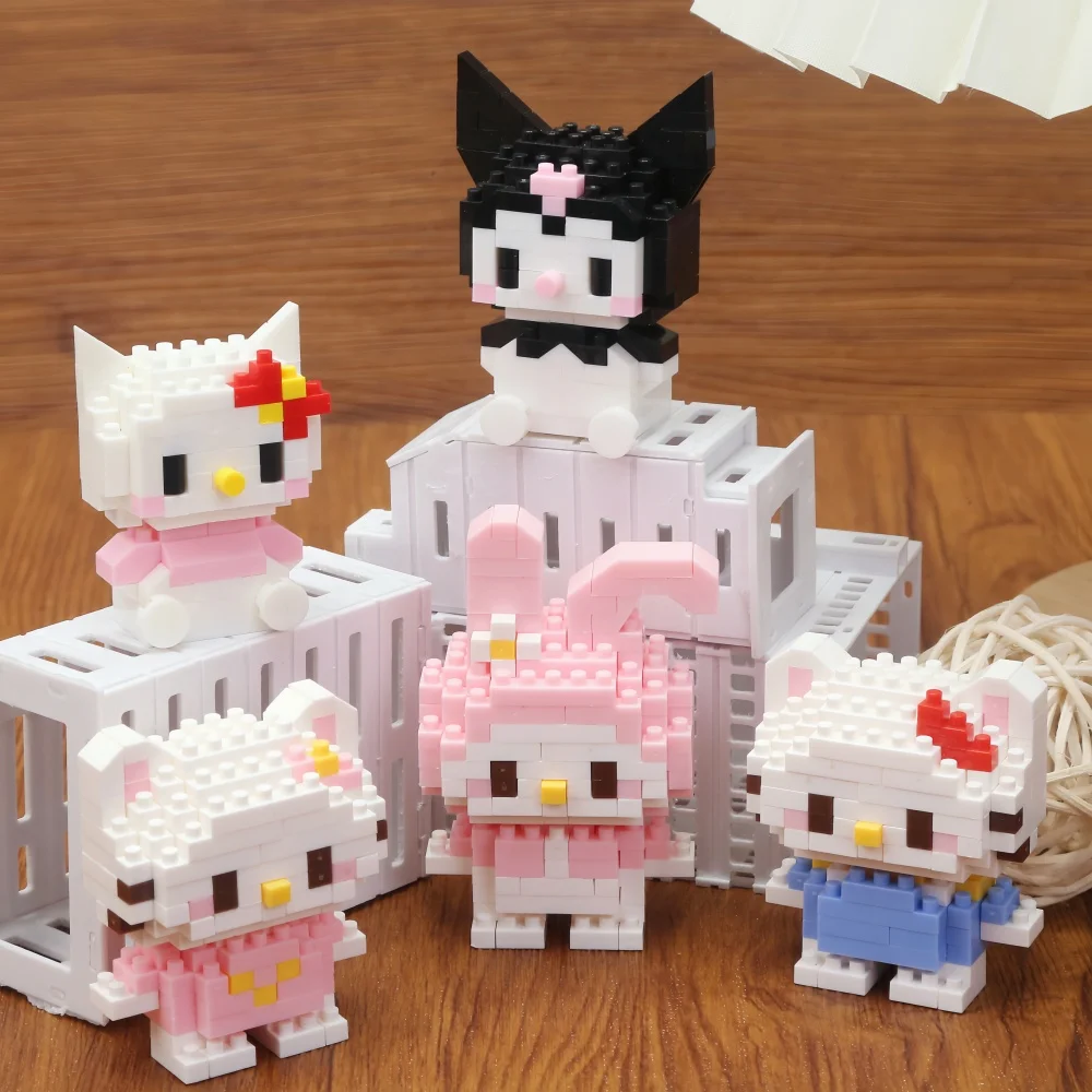 HOT Sanrio Building Blocks Hello Kitty Kawaii Cartoon mini Action My Melody‌ Children's building blocks DIY Toys Gift for Kids