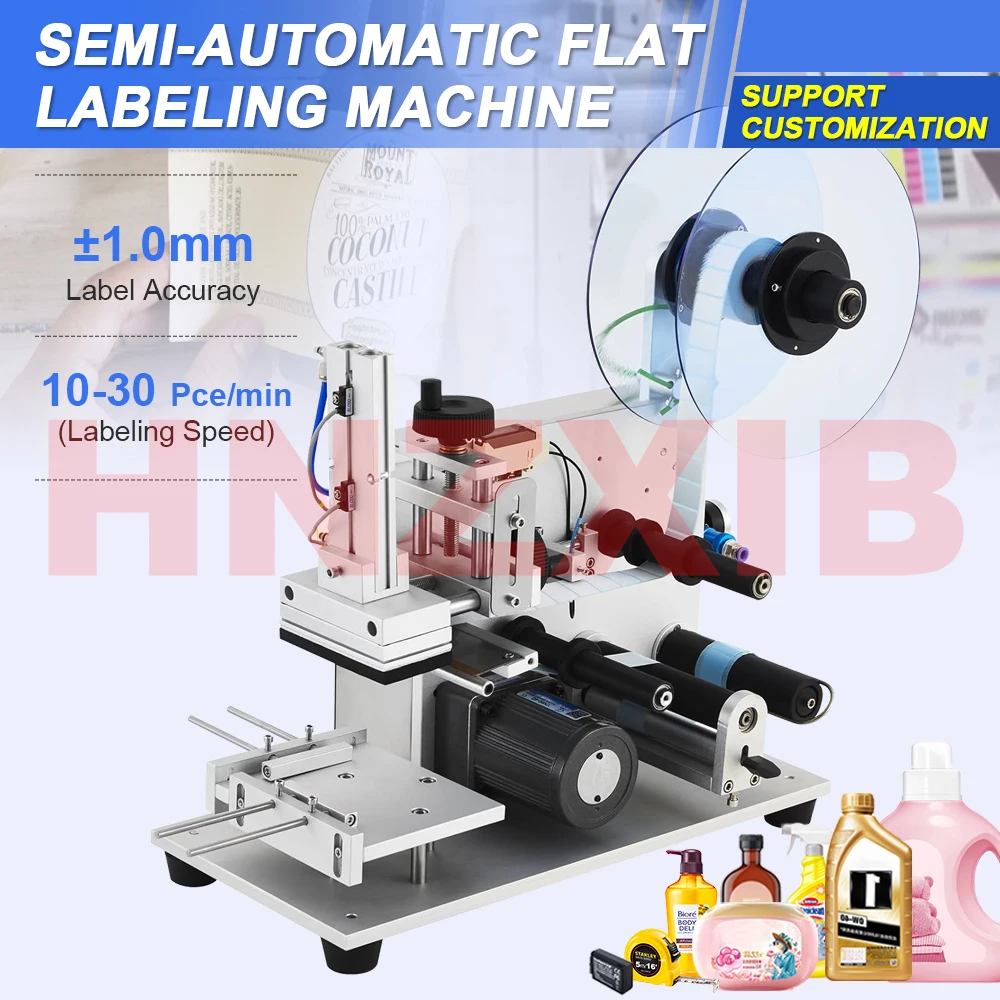 2023 New Label Markers Semi Automatic Pneumatic Flat Labeling Machine Sticker Device for Juice Bottle Labeler 220V 110V