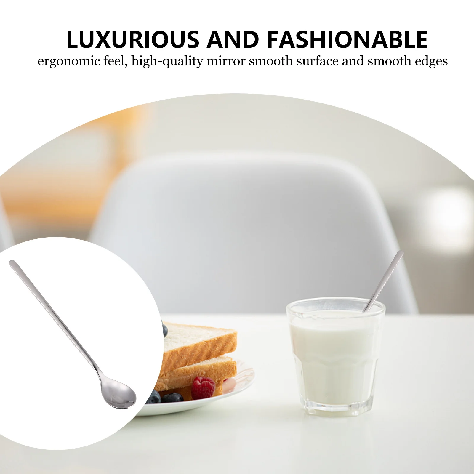 

4Pcs Stainless Steel Coffee Spoons Smooth Surface Ice Cream Dessert Tea Stirring Mixing Spoons Stainless Steel Spoon