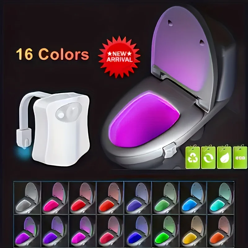 Wireless Motion Sensor LED Night Light RGB 16 Colors Toilet Bathroom Atmosphere Colorful Lamp Sensor LED Night Lights