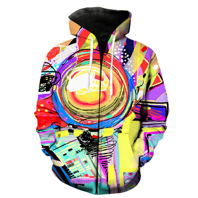 

Y2K Art Painting 3D Printed Zipper Hoodie Men Kids Spring Hip Hop Teens Hoodies Tops Streetwear Harajuku Loose Sweatshirts Coat