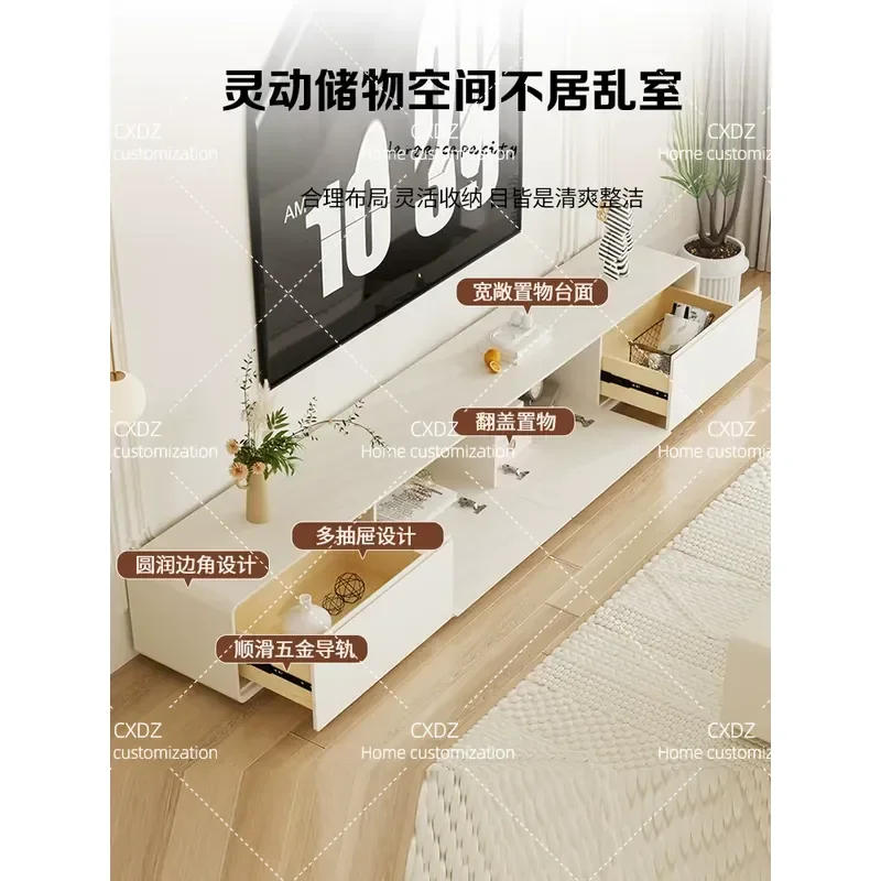 Solid Wood TV Cabinet Living Room Furniture Black High End Small Apartment Coffee Table and TV Stand Combination Modern Home