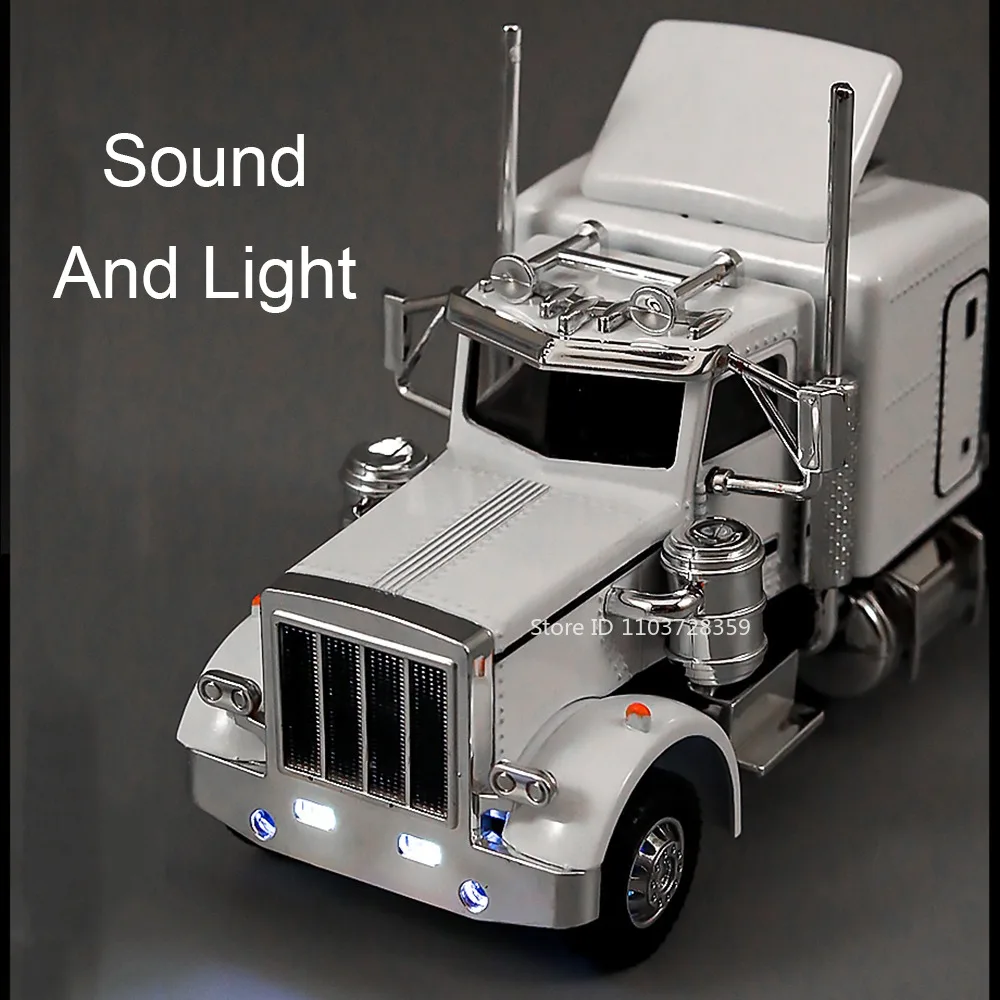 1:50 Scale American Scania Container Truck Model Toys Alloy Diecast Doors Opened Sound Light Rubber Tires for Boys Presents - view 2