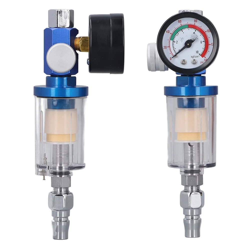 Air Compressor Oil Water Separator Filter Regulator with 5 Spare Filter Elements and Pressure Regulation for Dry Air Supply