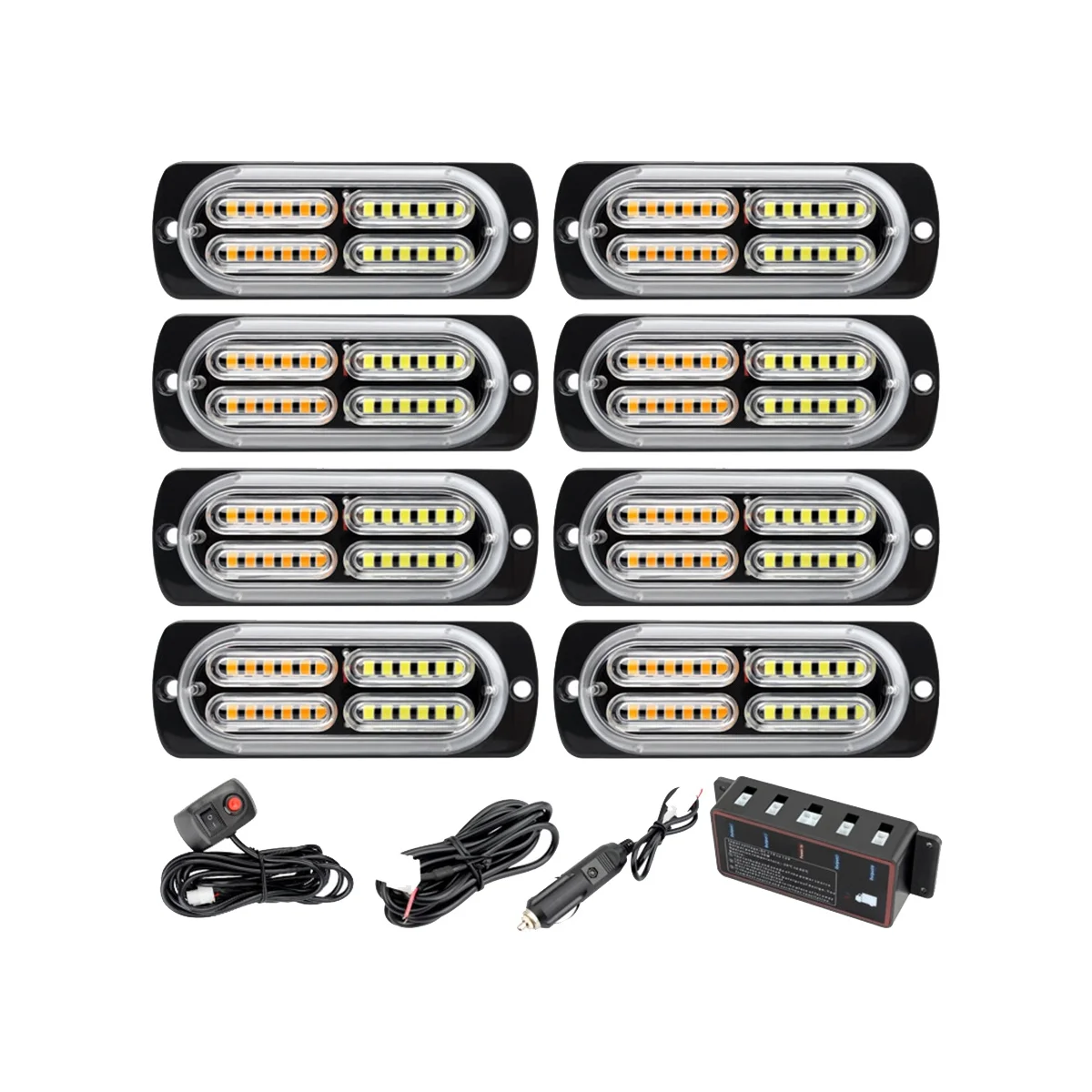 1 Tow 8 in the Network Flashing Lights Warning Lights Strobe Side Lights Grille Lights Flashing Lights Yellow+White