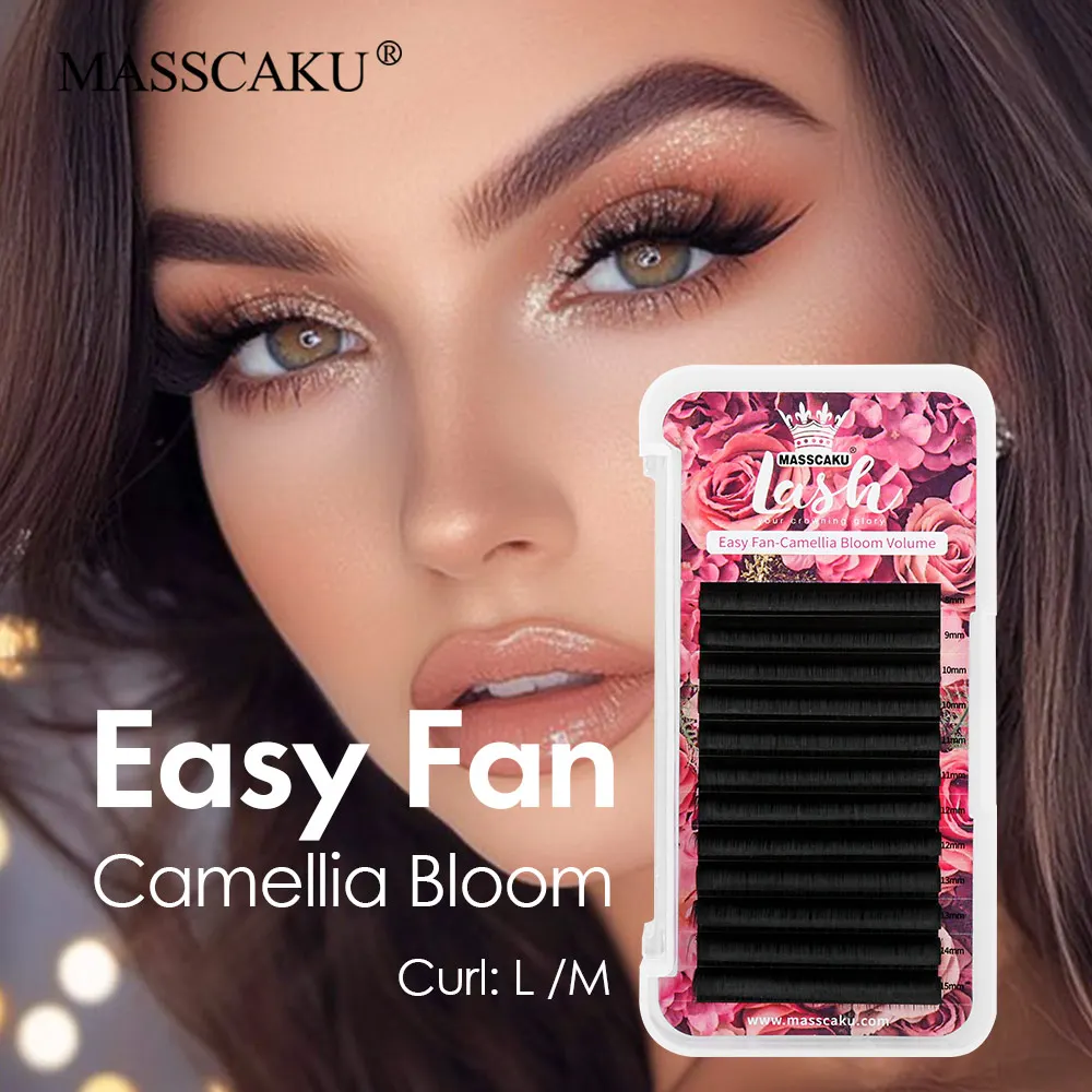 

Customizable Mix Length Camellia Fast Flowering Eyelash Extensions L M Curl Convenient to Operate Durable Eye Lashes by MASSCAKU